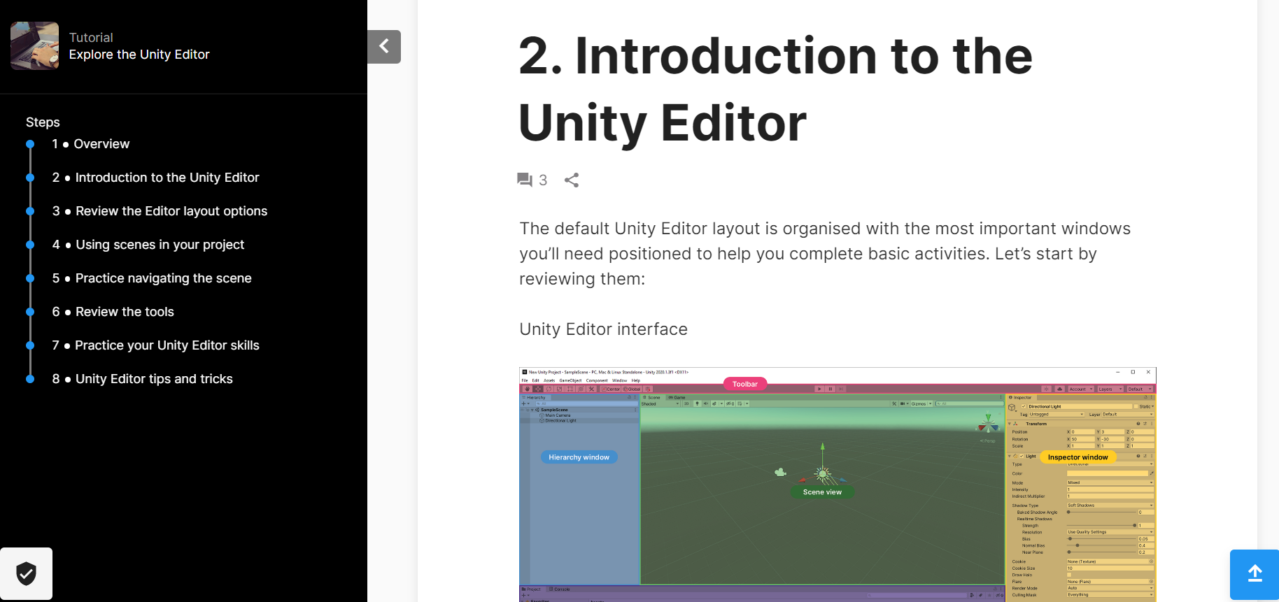 screenshot of learning unity