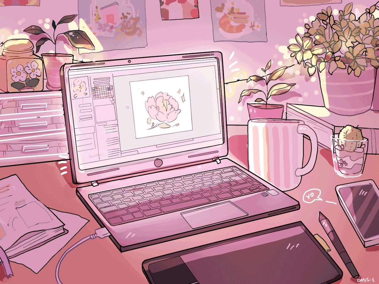 pink laptop